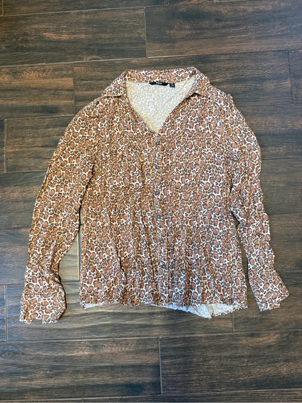 Betabrand Ruth Bader Ginsburg Leopard Print Button Front Shirt Blouse Size Small